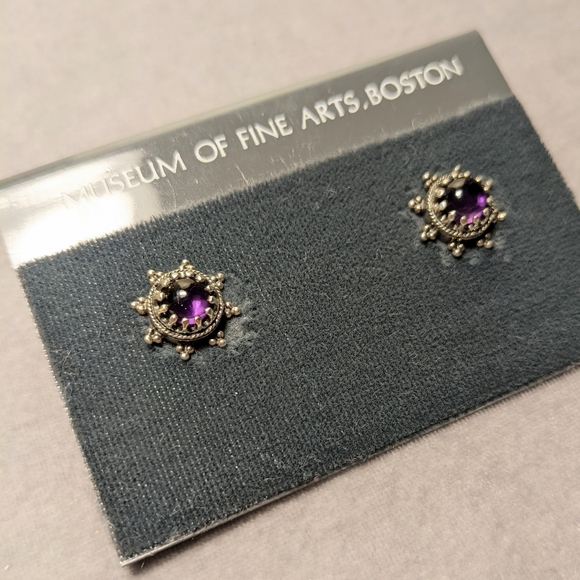 Amethyst and Sterling Silver Stud Earrings - New with Tags - Picture 3 of 4